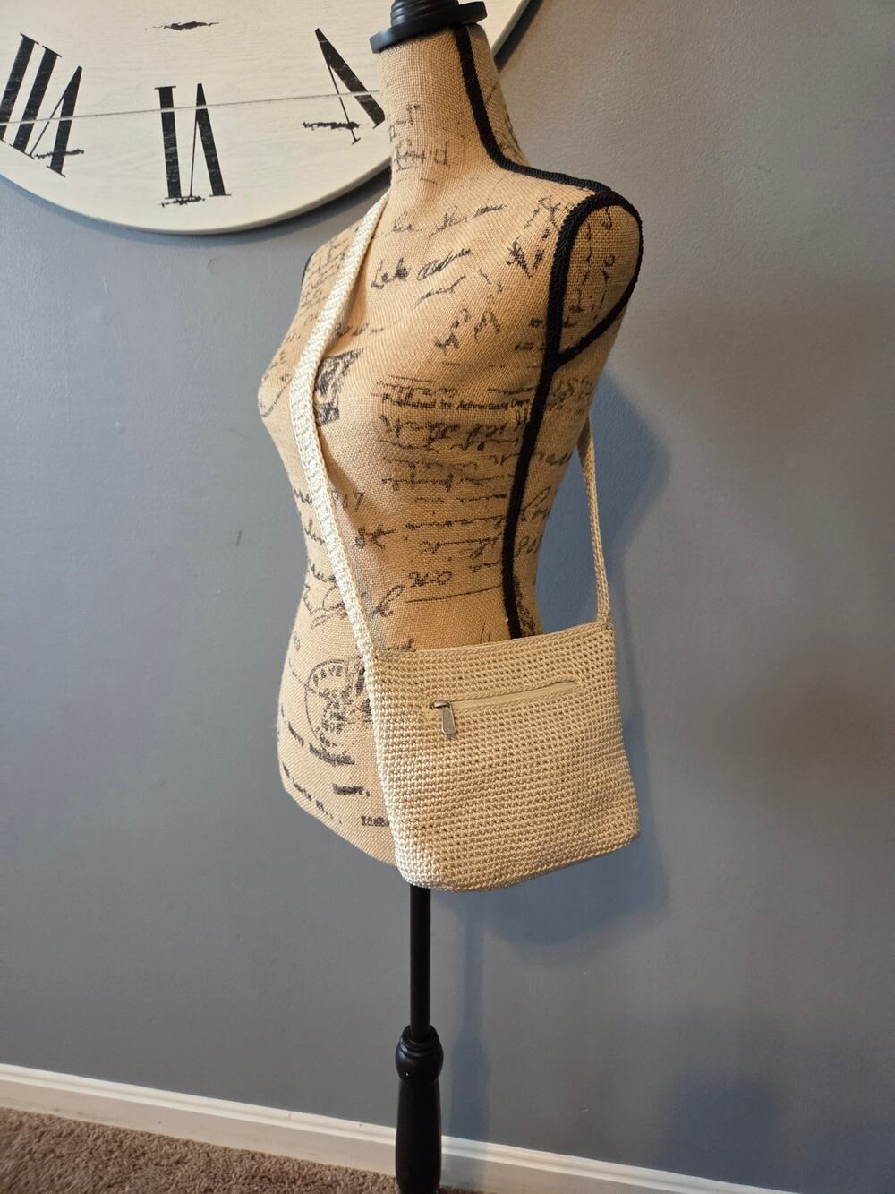 The Sak crochet small shoulder bag crossbody purse cream y2k boho knit